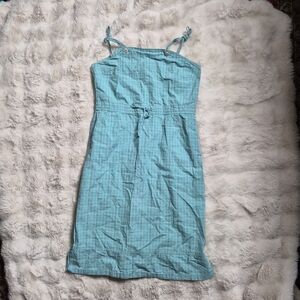 Womens Woolrich Dress Bayou Blue Plaid Size Medium M Cotton Spring Summer Unique